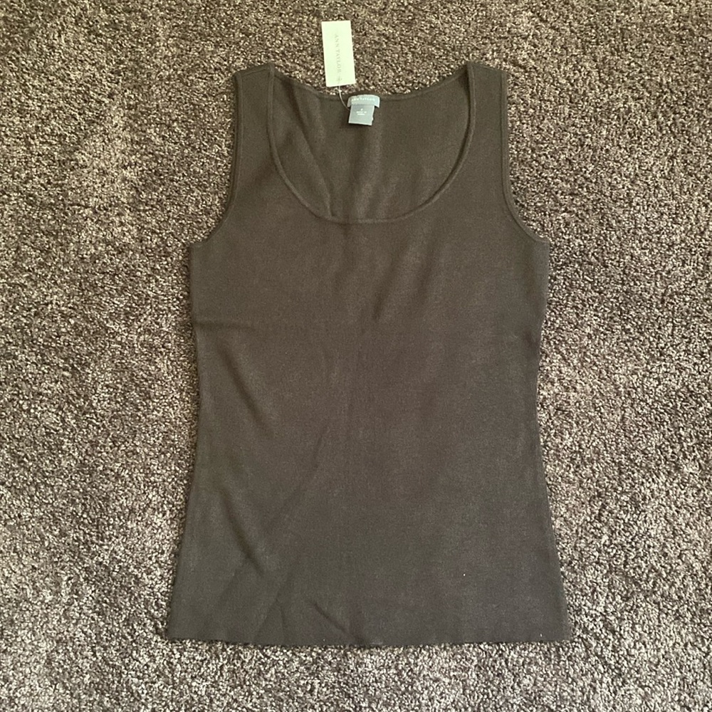 NWT Ann Taylor Brown Ribbed Sweater Full Length Tank Top